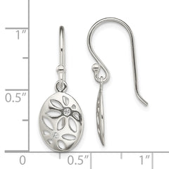 Sterling Silver CZ Flower Dangle Earrings