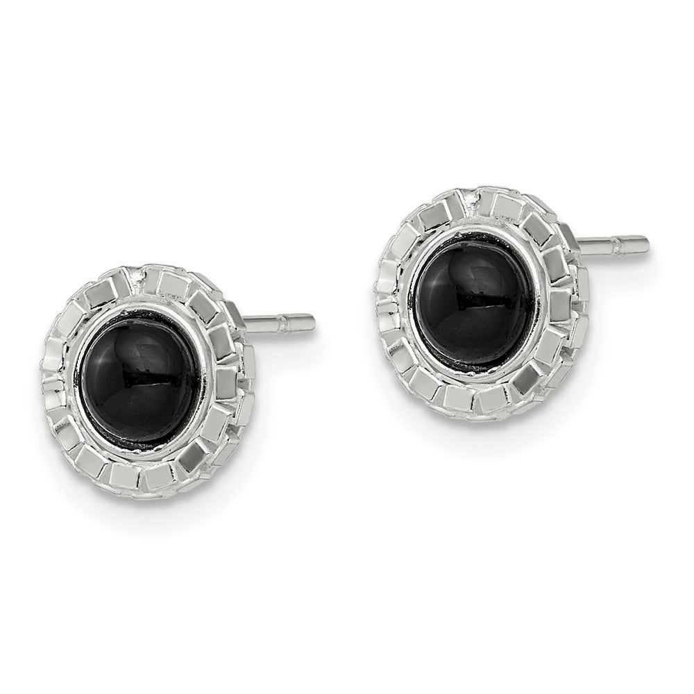 Sterling Silver Polished Black Onyx Post Earrings