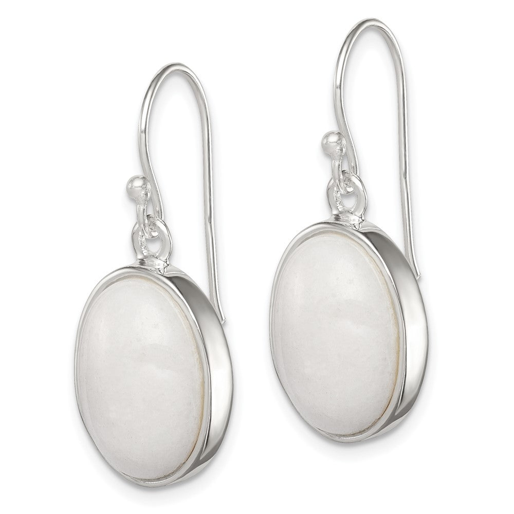 Sterling Silver White Mountain Jade Shepherd Hook Earrings