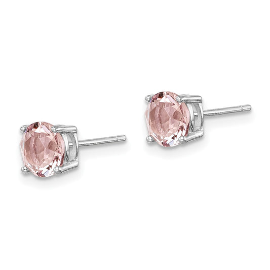 Rhodium-plated Sterling Silver Lavender Pink Crystal Birthstone Earrings