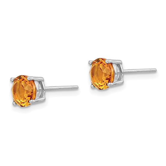 Rhodium-plated Sterling Silver Yellow Crystal Birthstone Earrings