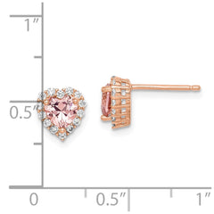 Rose Gold-plated Sterling Silver CZ and Crystal Pink Heart Post Earrings