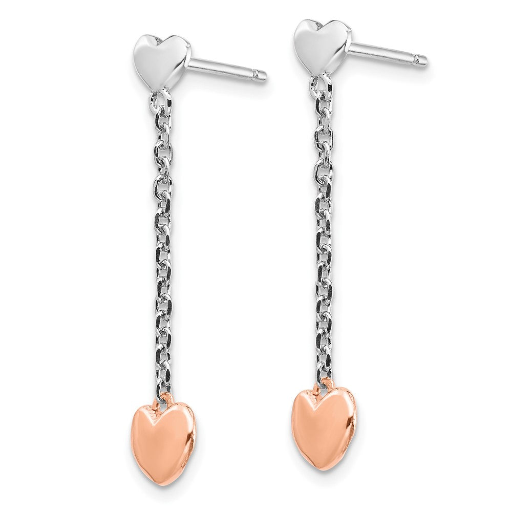 Rhodium-plated Silver Rose gold-plated Heart Post Earrings