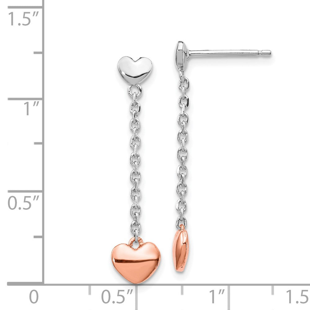 Rhodium-plated Silver Rose gold-plated Heart Post Earrings