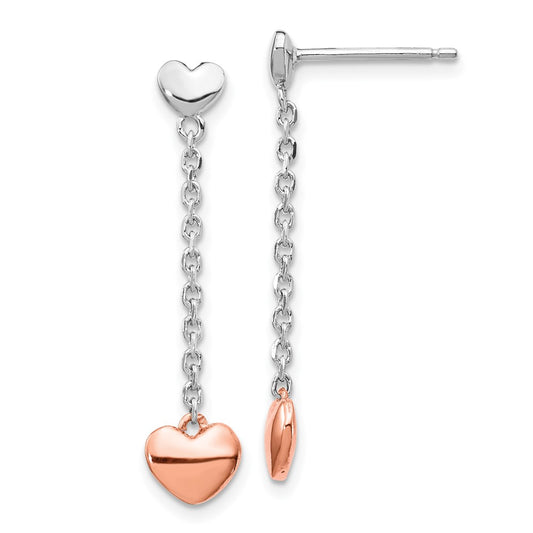 Rhodium-plated Silver Rose gold-plated Heart Post Earrings