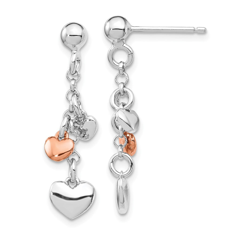 Rhodium-plated Silver Rose gold-plated Heart Dangle Earrings