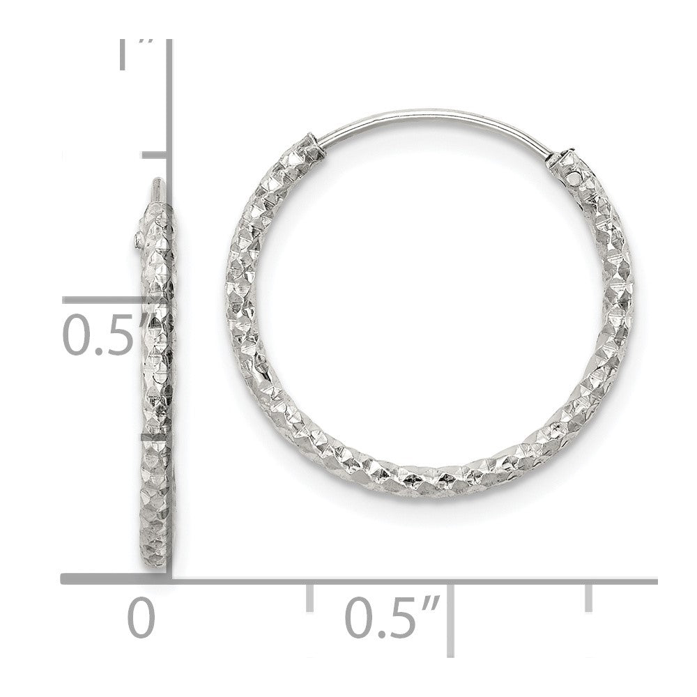 Sterling Silver Diamond-cut 1.5x18mm Endless Hoop Earrings