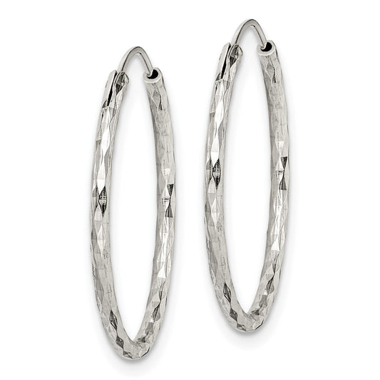 Sterling Silver Diamond-cut 1.5x24mm Endless Hoop Earrings