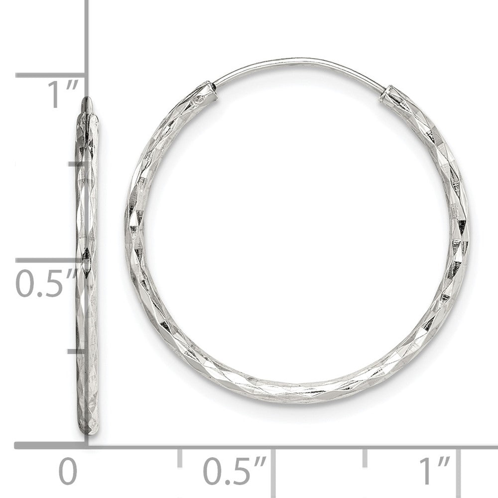 Sterling Silver Diamond-cut 1.5x24mm Endless Hoop Earrings