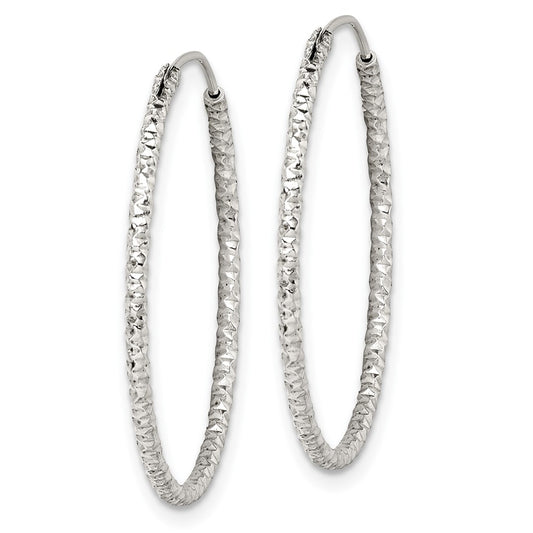Sterling Silver Diamond-cut 1.5x28mm Endless Hoop Earrings