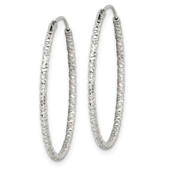 Sterling Silver Diamond-cut 1.5x28mm Endless Hoop Earrings