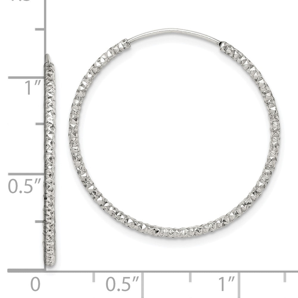Sterling Silver Diamond-cut 1.5x28mm Endless Hoop Earrings