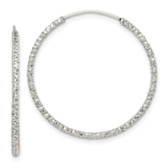 Sterling Silver Diamond-cut 1.5x28mm Endless Hoop Earrings