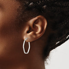 Sterling Silver Polished Hexagon Hoop Earrings