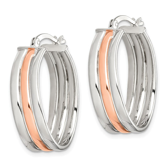 Rose Gold-plated Sterling Silver Polished Wavy Hoop Earrings