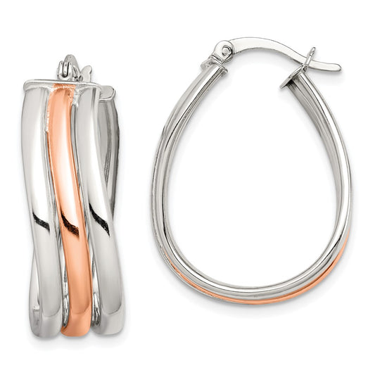 Rose Gold-plated Sterling Silver Polished Wavy Hoop Earrings