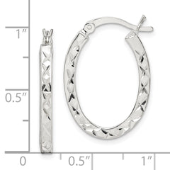 Sterling Silver Diamond-cut 2.5mm Oval Hoop Earrings