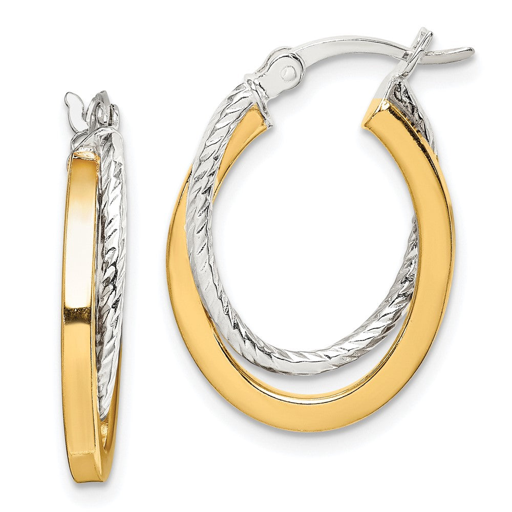 Sterling Silver and Gold Tone Double Hoop Earrings