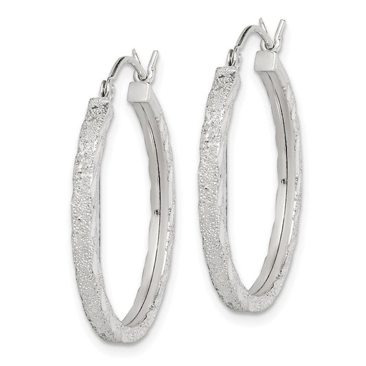 Sterling Silver Diamond-cut 2.5mm Hoop Earrings