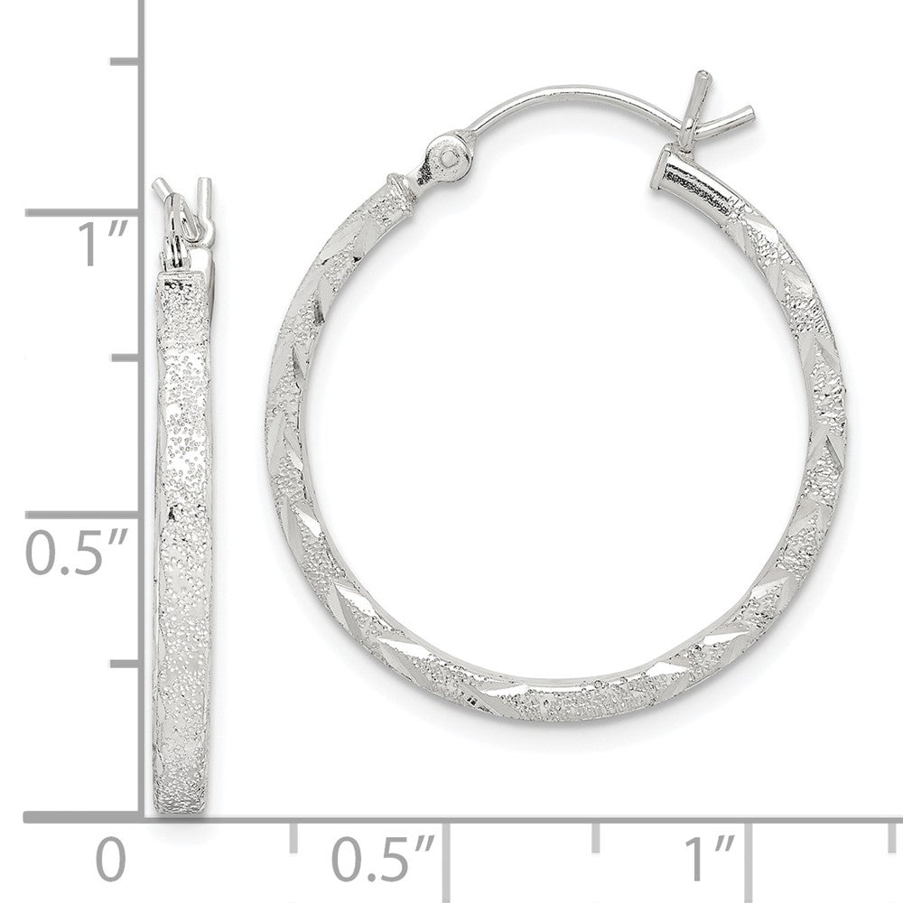 Sterling Silver Diamond-cut 2.5mm Hoop Earrings
