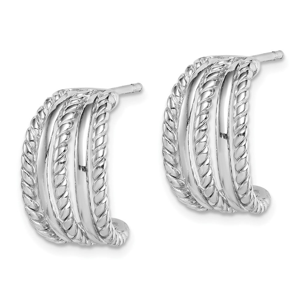 Rhodium-plated Sterling Silver C-Hoop Post Earrings