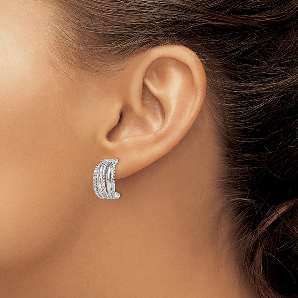 Rhodium-plated Sterling Silver C-Hoop Post Earrings
