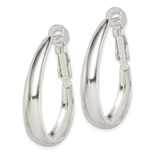 Sterling Silver Polished Omega Back Hoop Earrings