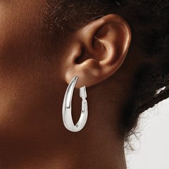 Sterling Silver Polished Omega Back Hoop Earrings