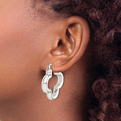 Sterling Silver Polished Clover Hoop Earrings