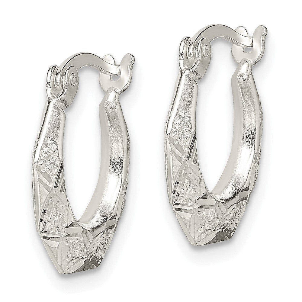 Sterling Silver Diamond-cut Hoop Earrings