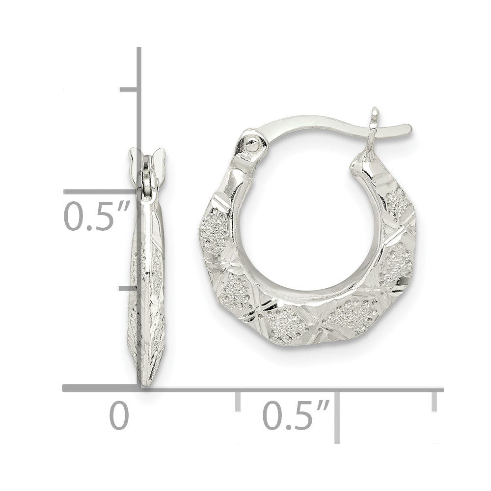Sterling Silver Diamond-cut Hoop Earrings