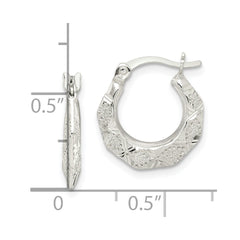 Sterling Silver Diamond-cut Hoop Earrings