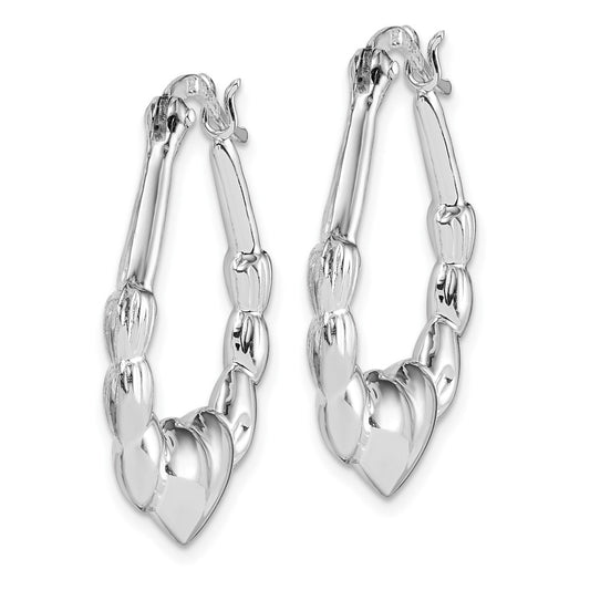 Rhodium-plated Sterling Silver Claddagh Hoop Earrings