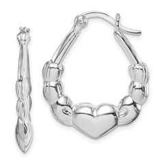 Rhodium-plated Sterling Silver Claddagh Hoop Earrings