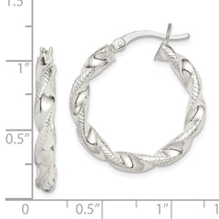 Sterling Silver Twisted and Textured Hoop Earrings