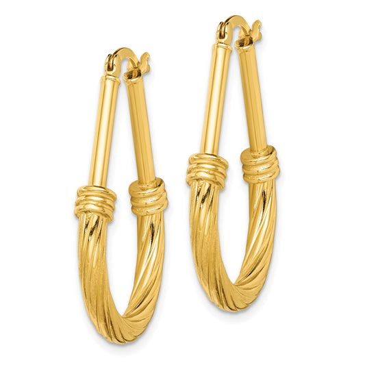Yellow Gold-plated Sterling Silver Textured Hoop Earrings