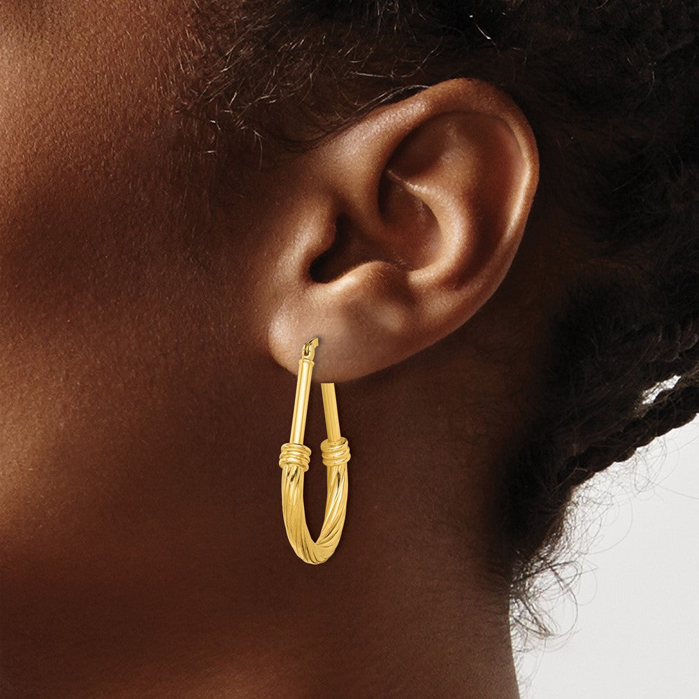 Yellow Gold-plated Sterling Silver Textured Hoop Earrings
