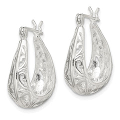 Sterling Silver Polished Swirl Design Hoop Earrings