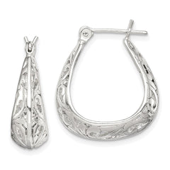 Sterling Silver Polished Swirl Design Hoop Earrings