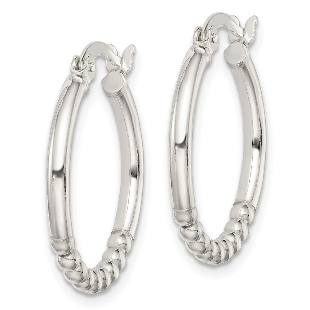 Sterling Silver Beaded Hoop Earrings