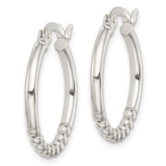 Sterling Silver Beaded Hoop Earrings