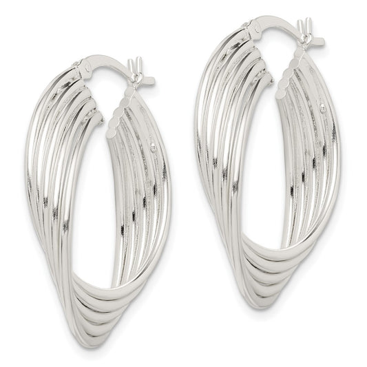 Sterling Silver Polished Twisted Multi-Hoop Earrings