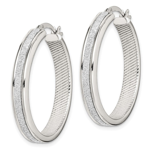 Sterling Silver Glitter Infused Hoop Earrings