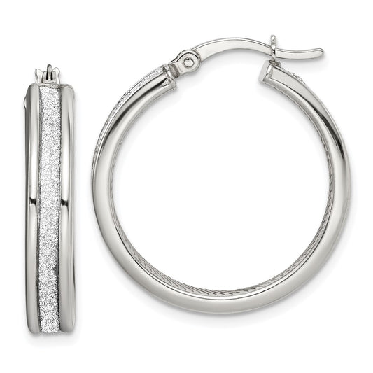 Sterling Silver Glitter Infused Hoop Earrings