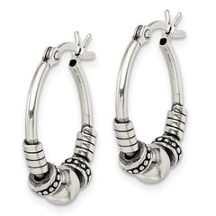 Sterling Silver Antiqued Hoop Earrings