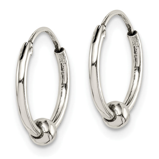 Sterling Silver Antiqued Beaded Endless Hoop Earrings