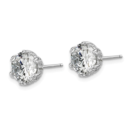 Rhodium-plated Sterling Silver CZ Stud Earrings