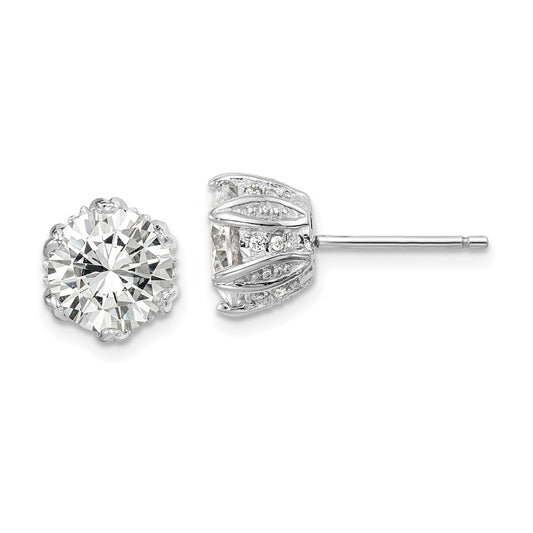 Rhodium-plated Sterling Silver CZ Stud Earrings