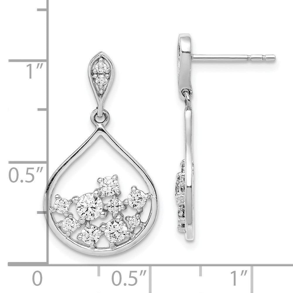 Rhodium-plated Sterling Silver CZ Dangle Earrings