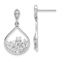 Rhodium-plated Sterling Silver CZ Dangle Earrings